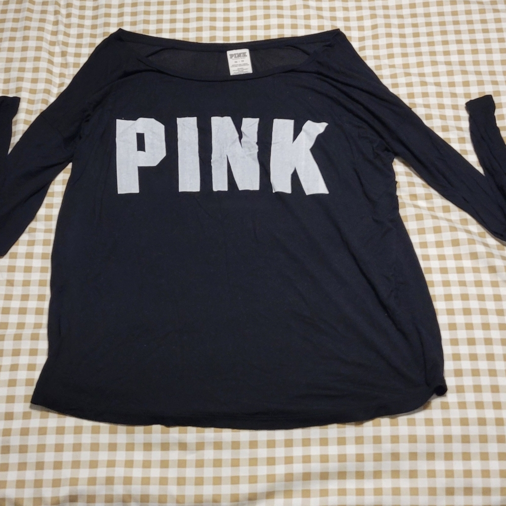 PINK Victoria's Secret Black Long Sleeve Tee